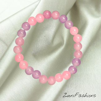 Pretty Pink and Lavender Elastic Beaded Bracelet