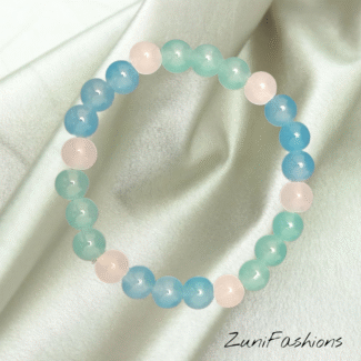 Elegant Sea Green and Blue Beaded Stretch Bracelet for Women