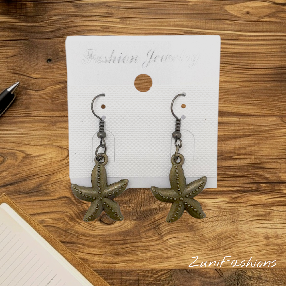 Vintage and Lightweight Starfish Drop Earrings with Detailing